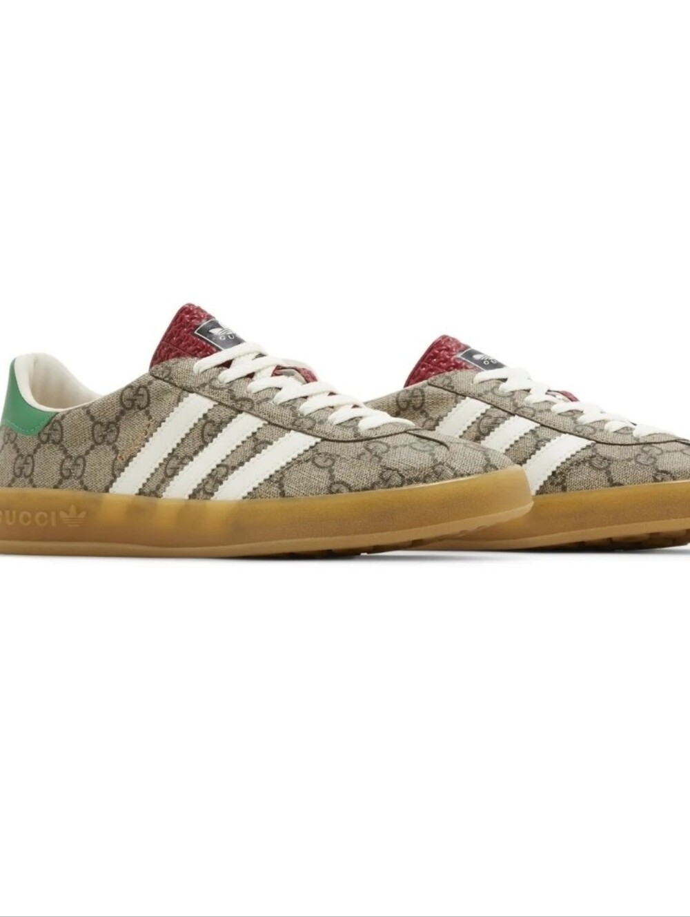 Gucci X Adidas Women's Beige GG Canvas Sneakers With White Stripes Size 6